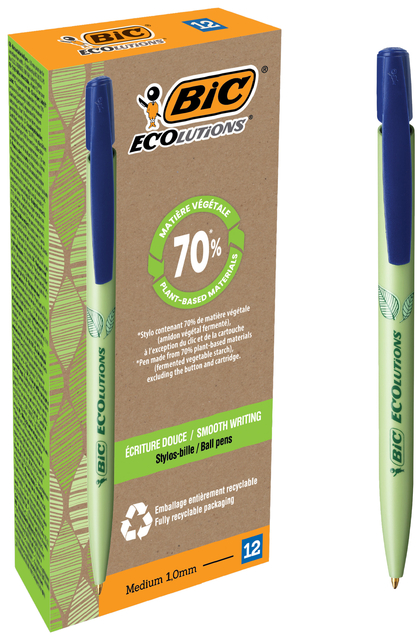 Balpen Bic Ecolutions media clic bio-based medium blauw Balpen Bic Ecolutions media clic bio-based medium blauw