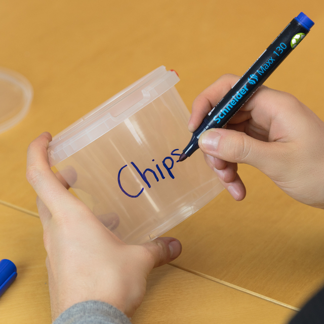 container, plastic, transparent, marker, writing