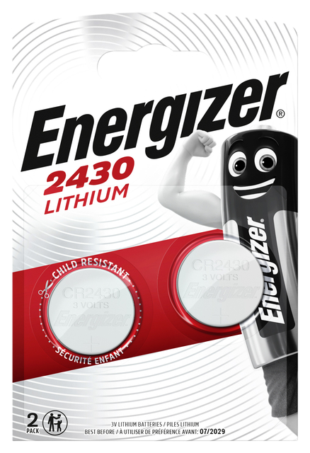 Batterij Energizer knoopcel 2xCR2430 lithium Batterij Energizer knoopcel 2xCR2430 lithium