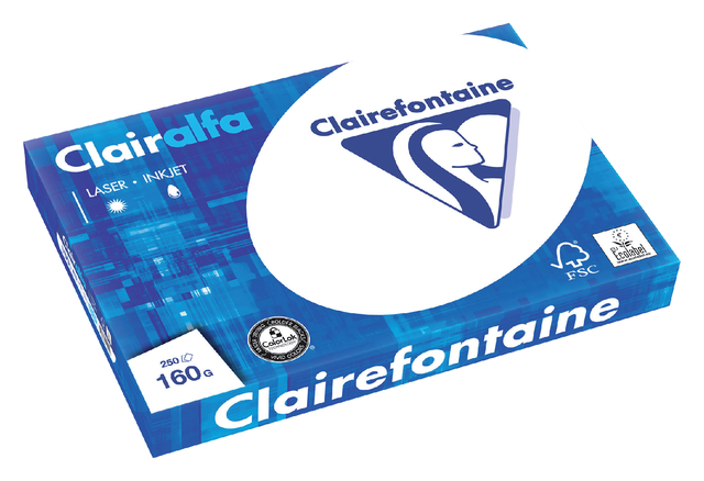 Kopieerpapier Clairefontaine Clairalfa A3 160gr wit 250 vel Kopieerpapier Clairefontaine Clairalfa A3 160gr wit 250 vel