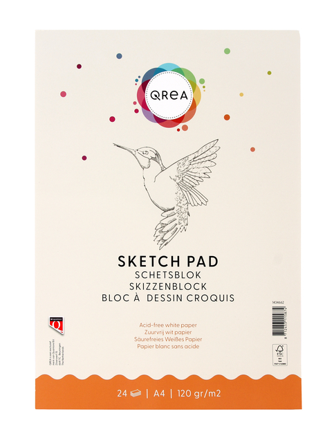 Schetsblok Qrea A4 24 vel 120gr gelijmd Schetsblok Qrea A4 24 vel 120gr gelijmd