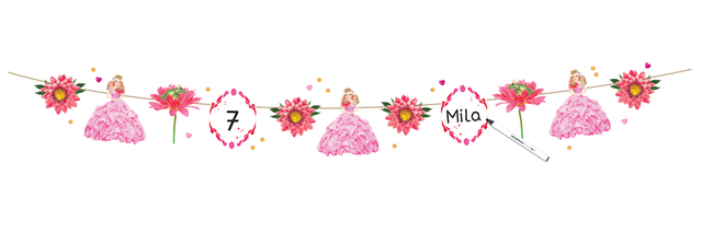 garland, decor, pink, dolls, princess