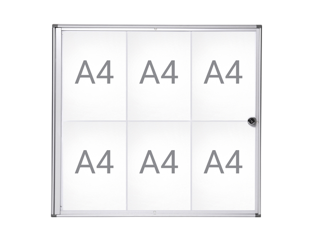 Binnenvitrine wand MAULextraslim whiteboard 6xA4 met slot Binnenvitrine wand MAULextraslim whiteboard 6xA4 met slot