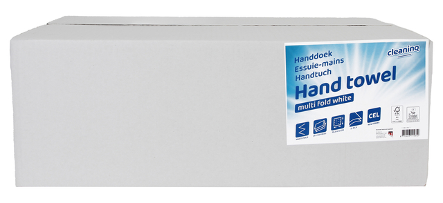 Handdoek Cleaninq I-vouw 2-laags 203x320mm 25x120st wit Handdoek Cleaninq I-vouw 2-laags 203x320mm 25x120st wit