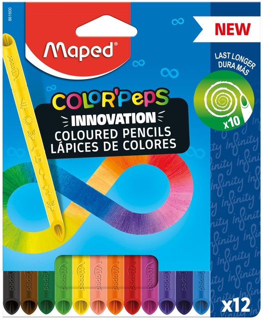 Kleurpotlood Maped Color'Peps Infinity set à 12 kleuren Kleurpotlood Maped Color'Peps Infinity set à 12 kleuren