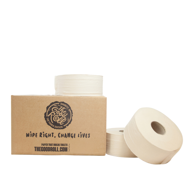 Toiletpapier The Good Roll jumbo klein bamboe 2-laags 18x180m naturel Toiletpapier The Good Roll jumbo klein bamboe 2-laags 18x180m naturel