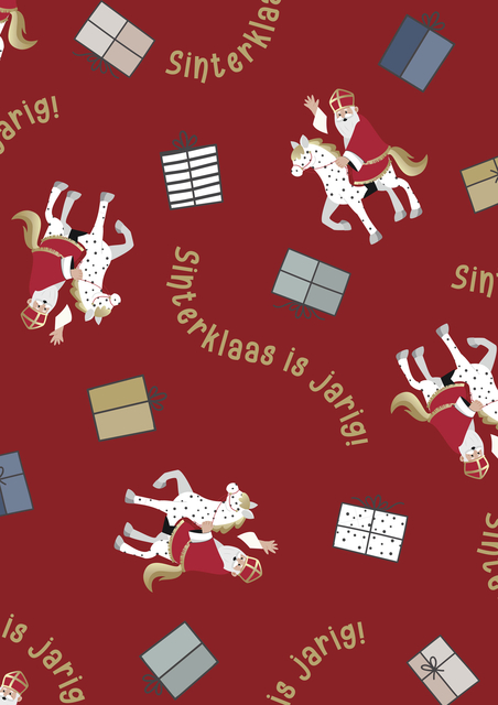 Inpakpapier Sint en Co 200x70cm assorti Inpakpapier Sint en Co 200x70cm assorti