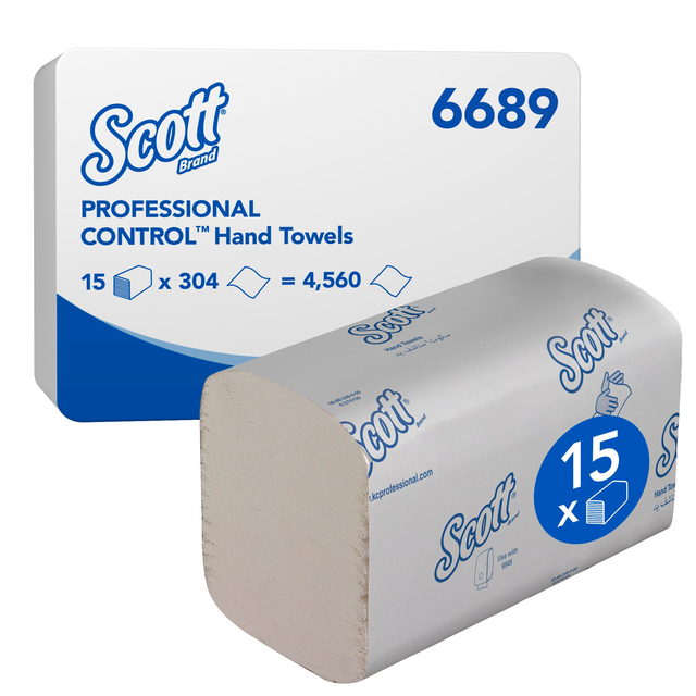 Handdoek Scott Control i-vouw 1-laags 200x210mm 15x304 vel wit 6689 Handdoek Scott Control i-vouw 1-laags 200x210mm 15x304 vel wit 6689