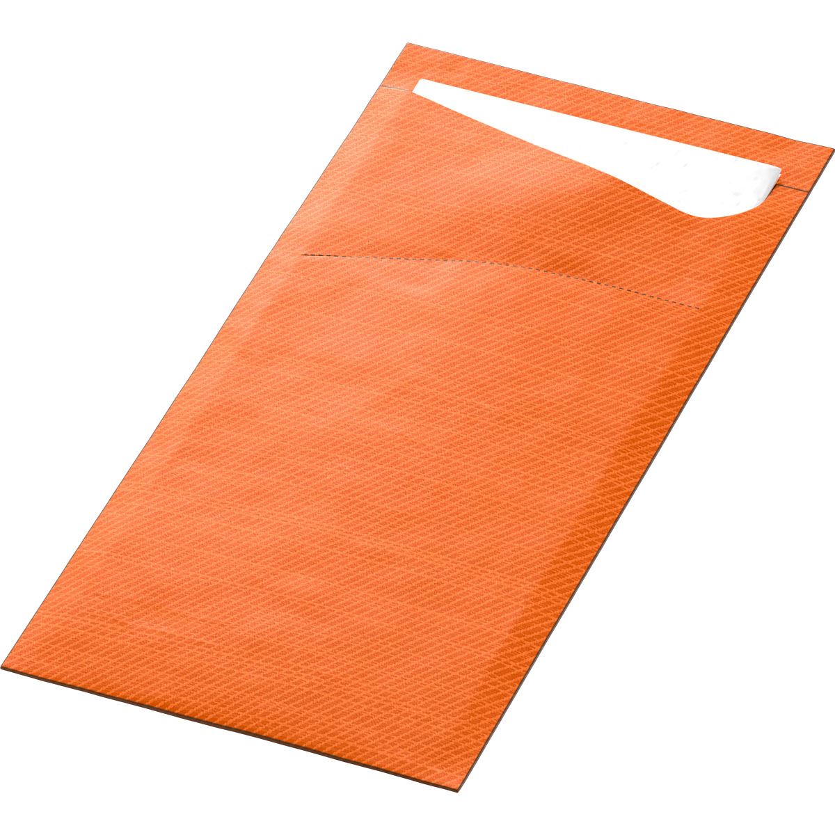 Duni Bestekzakje 85x19cm Orange en Servet White doos 5x100s