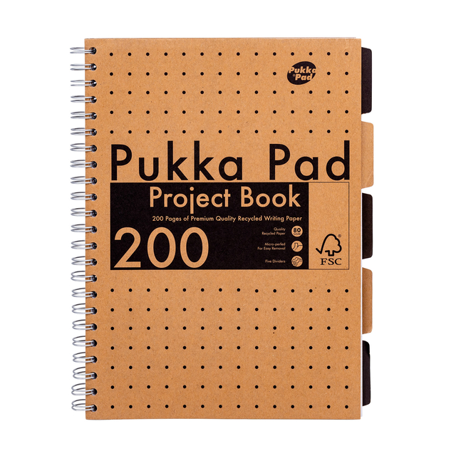 Projectboek Pukka Pad Kraft A4 lijn 5-tabs 200 pagina's 80gr Projectboek Pukka Pad Kraft A4 lijn 5-tabs 200 pagina's 80gr
