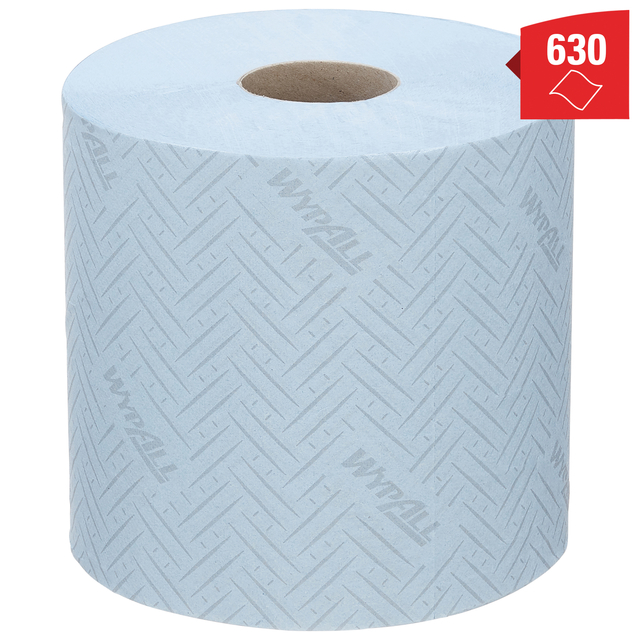 Poetspapier WypAll L10 1-laags 630 vel blauw 7494
