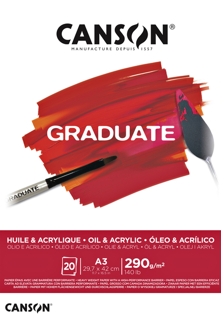 Olie Acrylblok Canson Graduate A3 290gr 20 vel