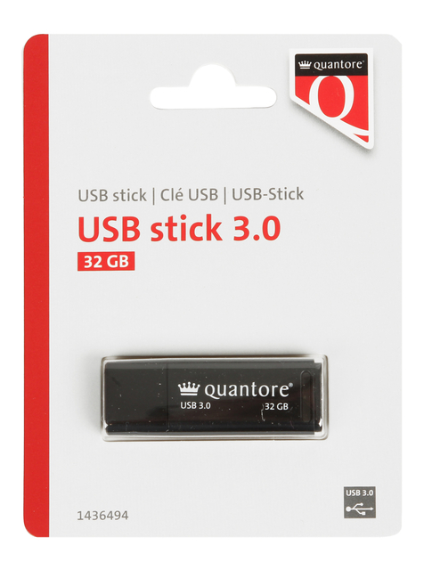 USB-stick Quantore 32GB 3.0 zwart USB-stick Quantore 32GB 3.0 zwart