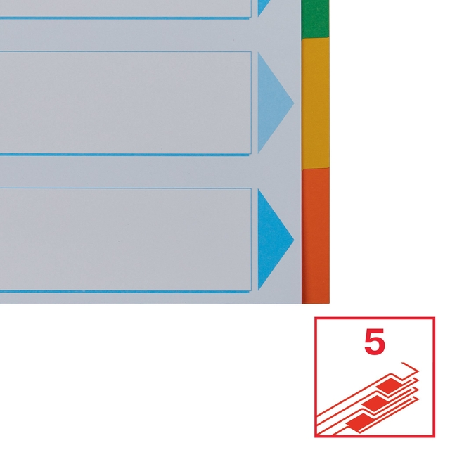 Tabbladen Esselte Standaard A4 5-delig karton 11-rings met voorblad assorti