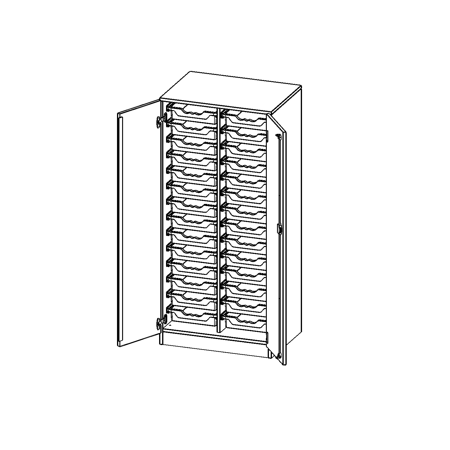 ErgoTray kast, twee rijen, 4 ordnerhoogtes - evo180 serie