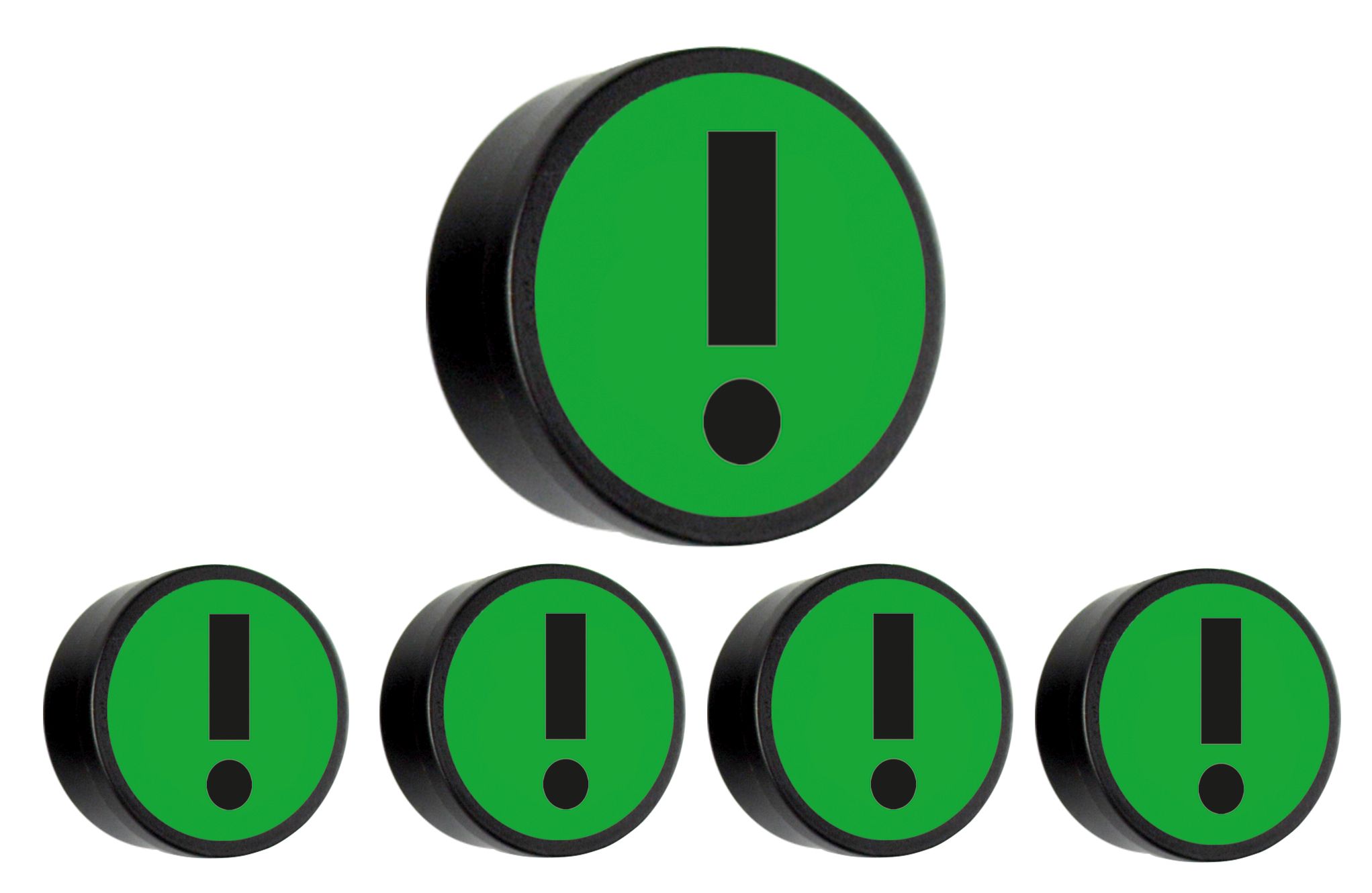 Attention groen, set van 5 stuks - Ø 35mm