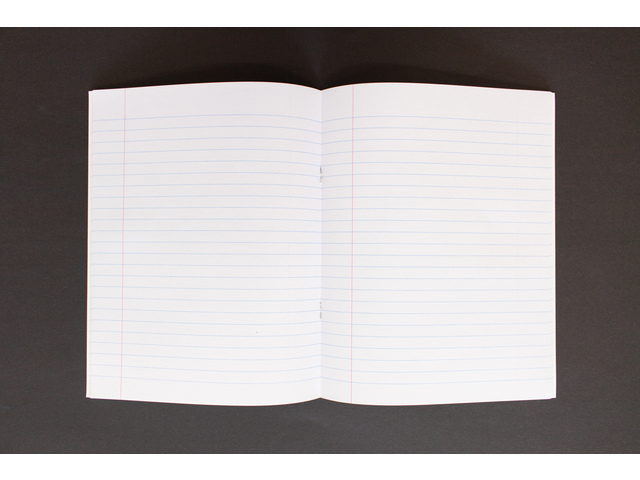notebook, lined paper, open notebook, white pages, spine center