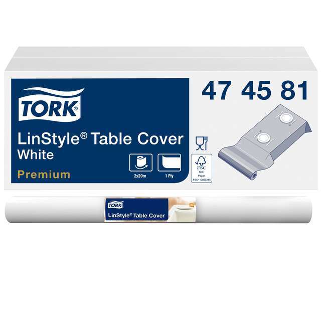 Tafellaken Tork Linstyle Premium 120cmx20m wit 474581 Tafellaken Tork Linstyle Premium 120cmx20m wit 474581