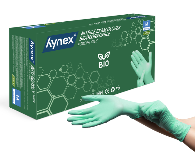 Handschoen Hynex nitril Bio M groen 3.5gr100 stuks