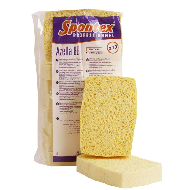 Spons Spontex Azella 86 viscose glazenwassersspons 144x101x28mm 10 stuks Spons Spontex Azella 86 viscose glazenwassersspons 144x101x28mm 10 stuks