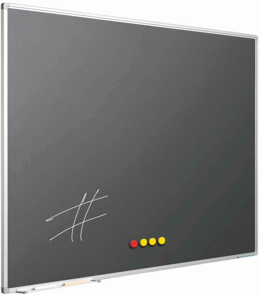 Krijtbord Softline profiel 8mm, emailstaal grijs - 100x150 cm