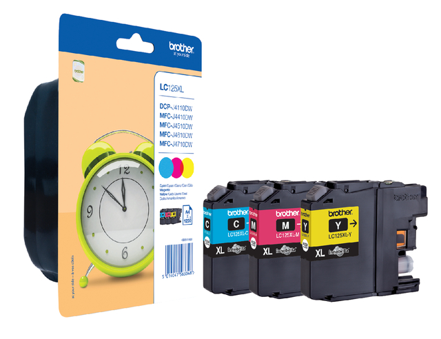 Inktcartridge Brother LC-125XLRBWBP 3 kleuren Inktcartridge Brother LC-125XLRBWBP 3 kleuren