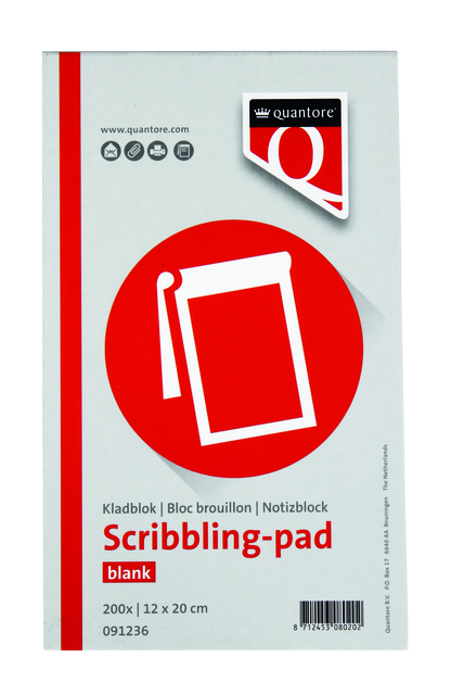 Kladblok Quantore 12x20cm 200vel Kladblok Quantore 12x20cm 200vel