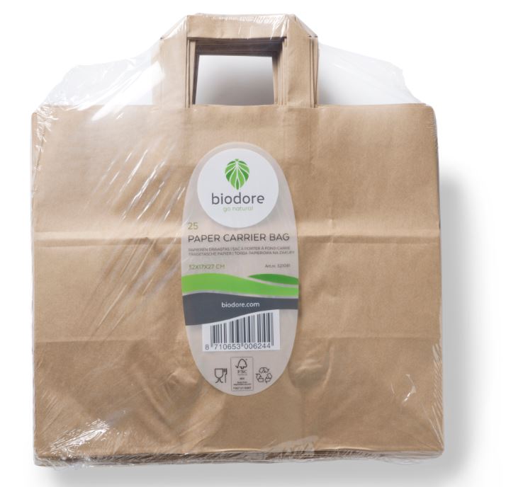 Depa Biodore papieren draagtas bruin 32x17x27cm 250st