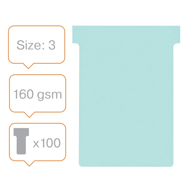 T-kaart Nobo nr.3 80mm blauw 100 stuks