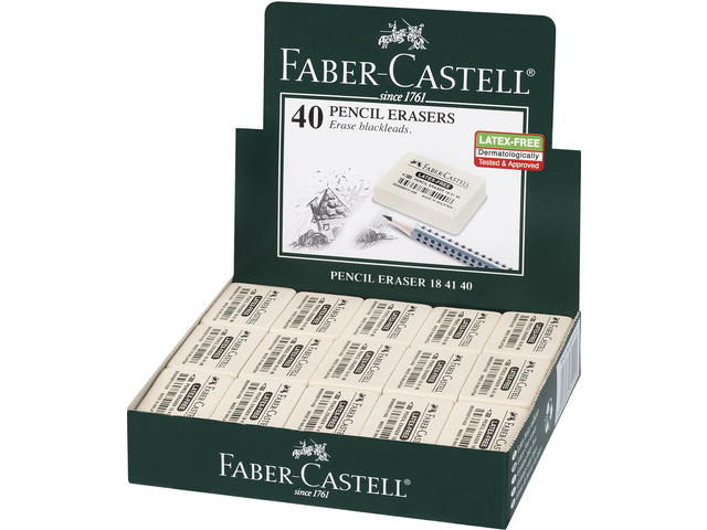 potloodgum, pencil erasers, 40 stuks, latex-free, draagbare set