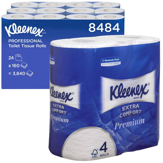 Toiletpapier Kleenex 4-laags 160 vel wit 8484 Toiletpapier Kleenex 4-laags 160 vel wit 8484