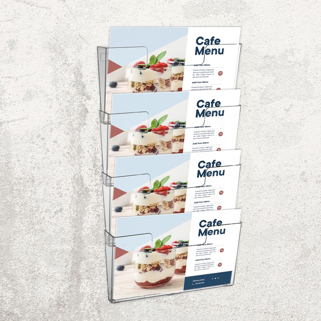 Folderhouder Europel 4x A4 wand liggend koppelbaar transparant