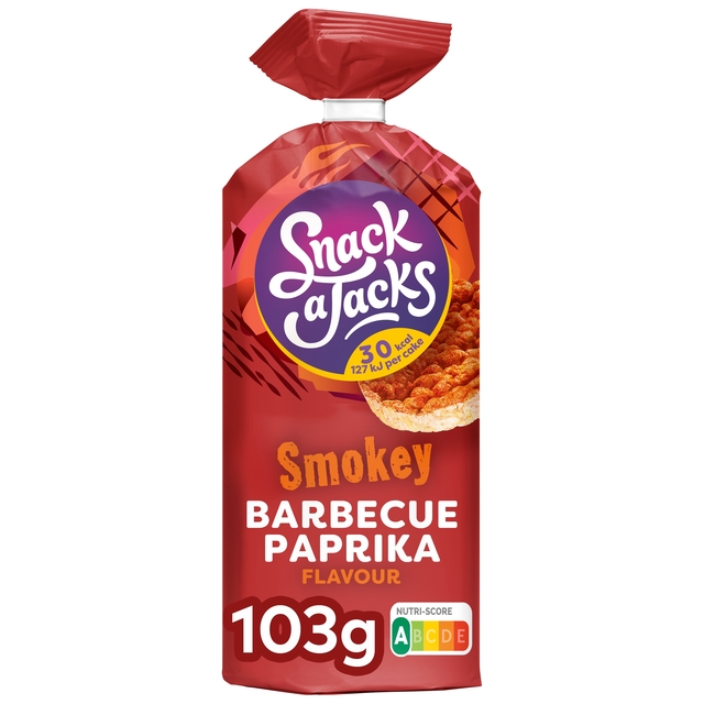 Rijstwafel Snack-a-Jacks BBQ paprika pak 103 gram Rijstwafel Snack-a-Jacks BBQ paprika pak 103 gram
