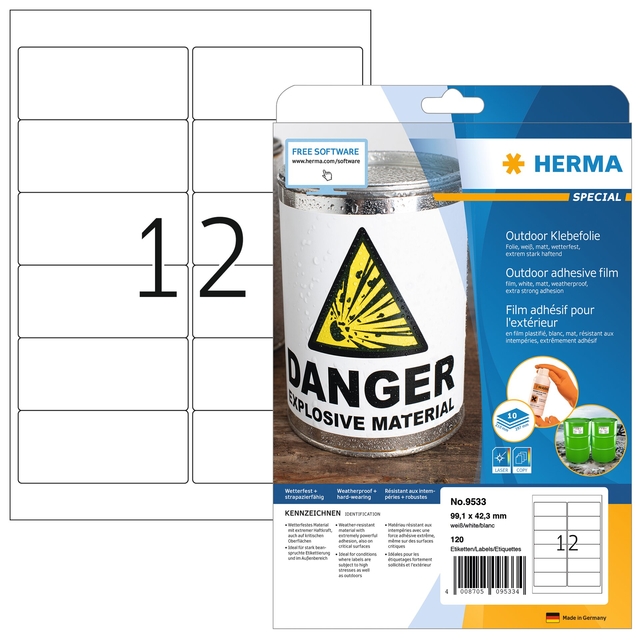 danger, explosief materiaal, kleeffolie buiten, outdoor, verpakking label