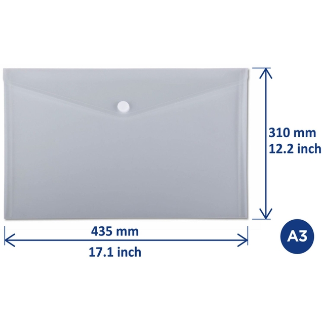 Enveloptas Europel A3 435x310mm dwars PP transparant wit