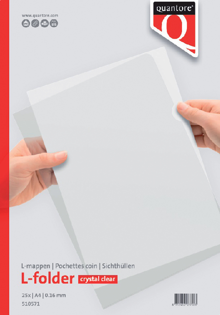 Insteekmap L-model Quantore A4 PP 0.16mm glad 25 stuks Insteekmap L-model Quantore A4 PP 0.16mm glad 25 stuks
