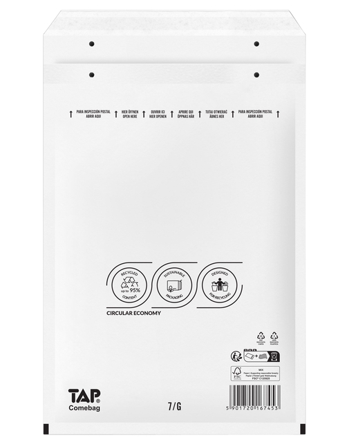 Envelop TAP Comebag luchtkussen nr17 250x350mm 100 stuks Envelop TAP Comebag luchtkussen nr17 250x350mm 100 stuks