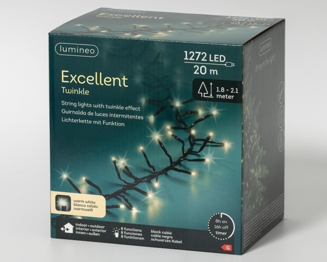 led-lichtsnoer, 1272 led, 20 meter, warm wit, twinkeleffect