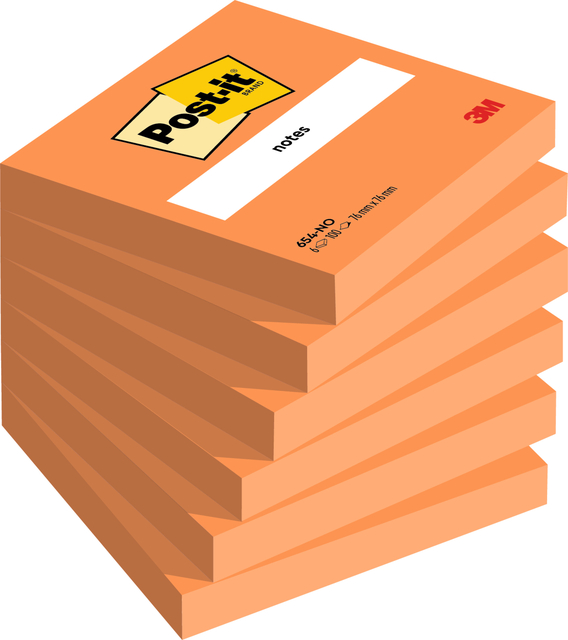 Memoblok Post-it 654 76x76mm oranje 100 vel Memoblok Post-it 654 76x76mm oranje 100 vel