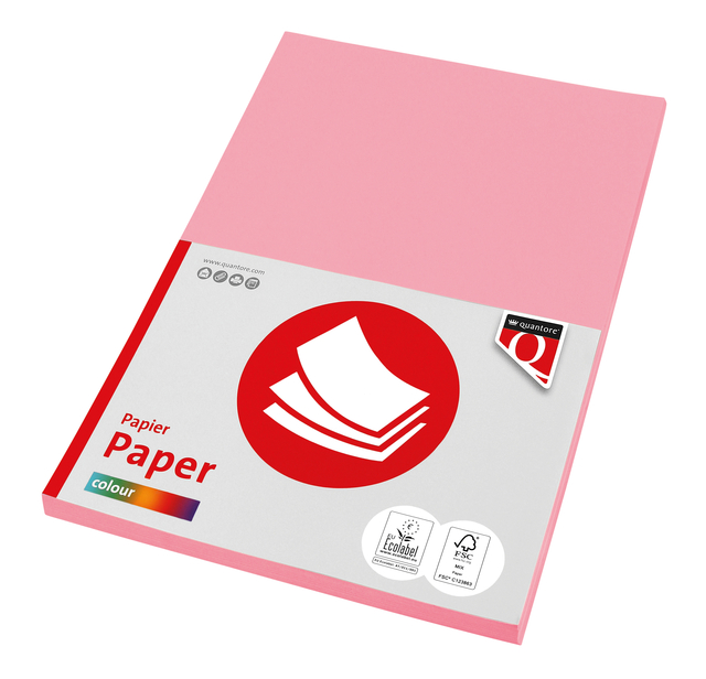 Kopieerpapier Quantore Colour A4 160gr roze 50 vel Kopieerpapier Quantore Colour A4 160gr roze 50 vel