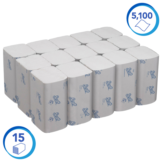 Handdoek Scott Essential i-vouw 1-laags 200x212mm 15x340 vel wit 6617