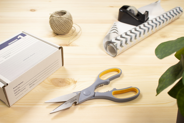 schaar, snijgereedschap, verpakking, touwbal, kamerplant
