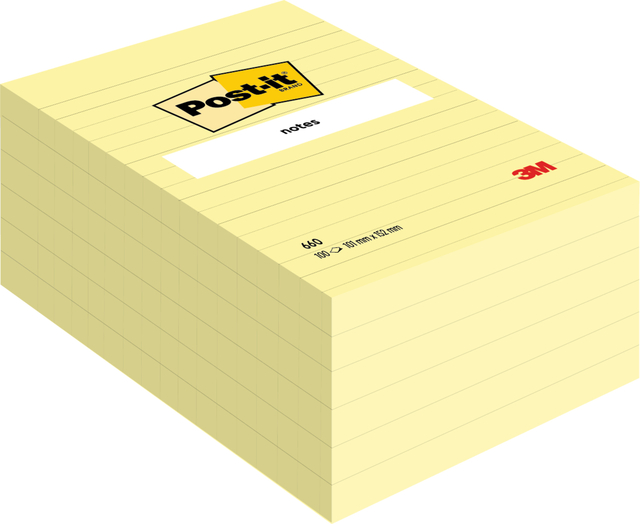 Memoblok Post-it 660 lijn 102x152mm canary yellow Memoblok Post-it 660 lijn 102x152mm canary yellow