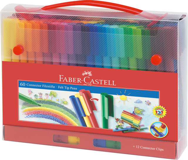 Kleurstiften Faber-Castell Connector assorti koffer à 60 stuks Kleurstiften Faber-Castell Connector assorti koffer à 60 stuks