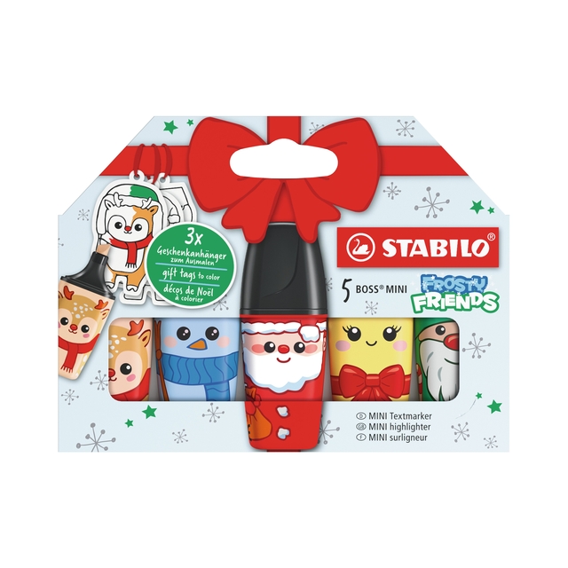 mini textmarker, glitter highlighter, gadget set, frosty friends, winter-themed pens