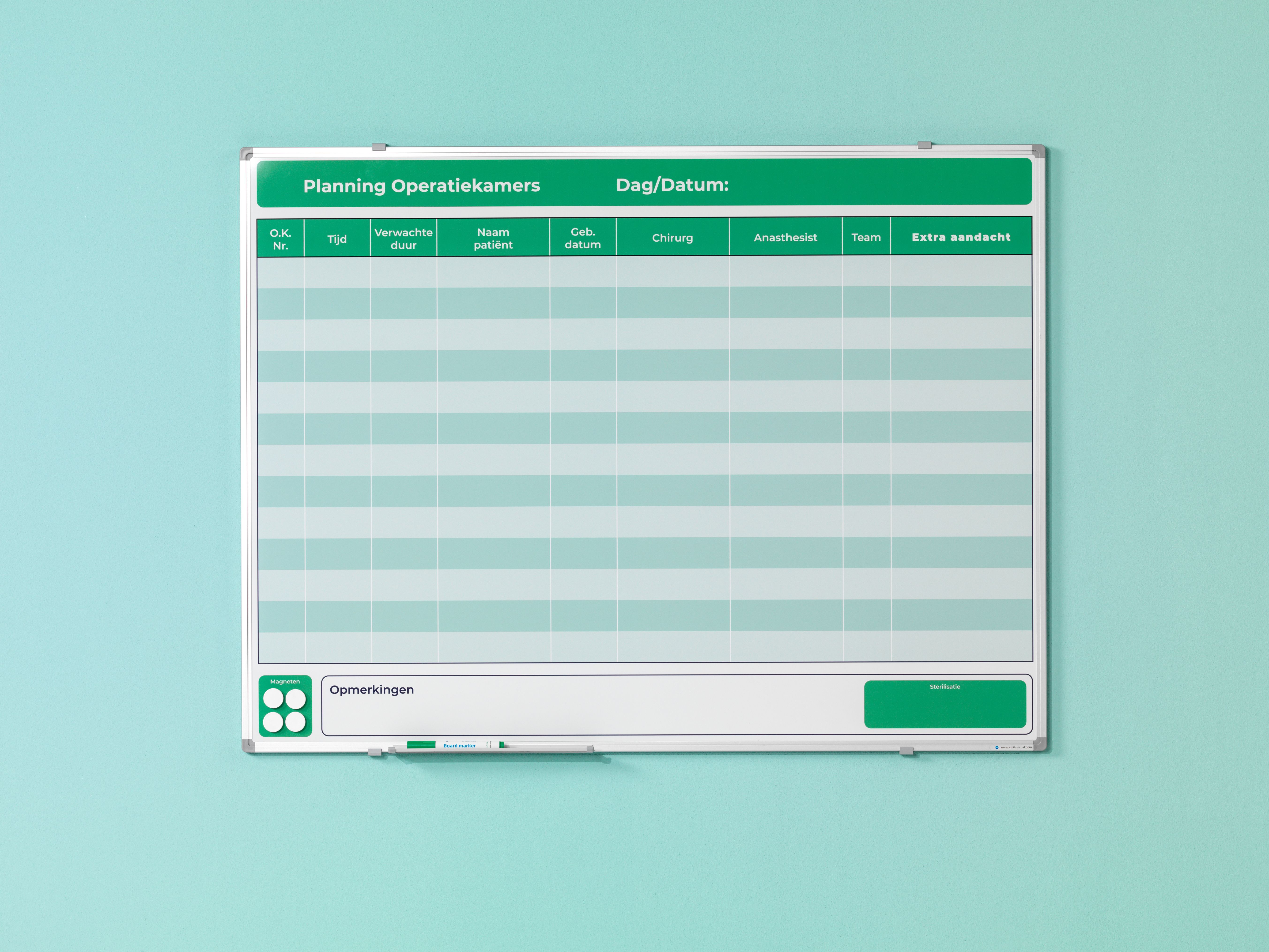 Bedrukt whitebord, Softline profiel 8mm - 120x180 cm