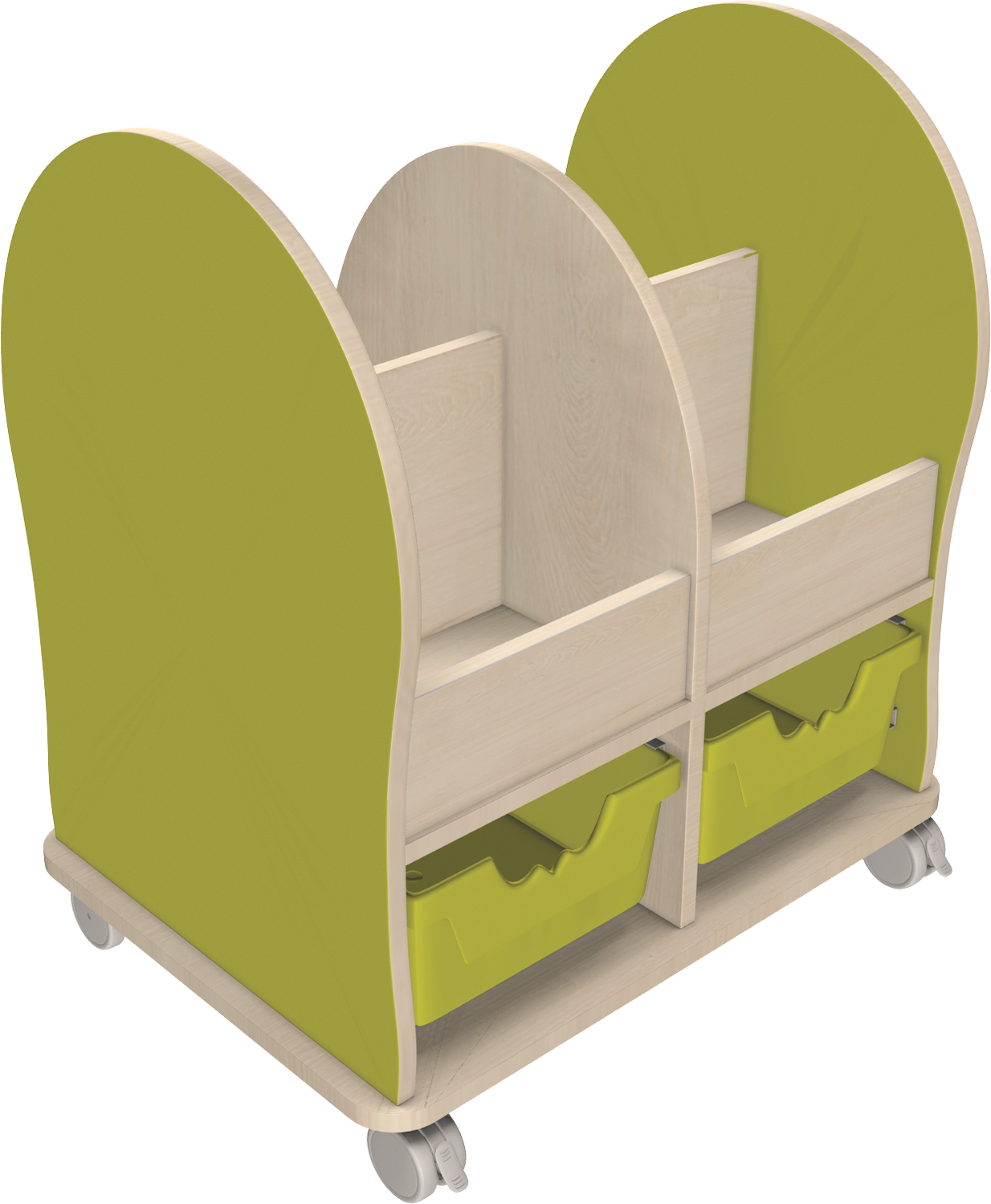 Bookworm Midi met 4 open vakken en 2 ergo tray boxen C2