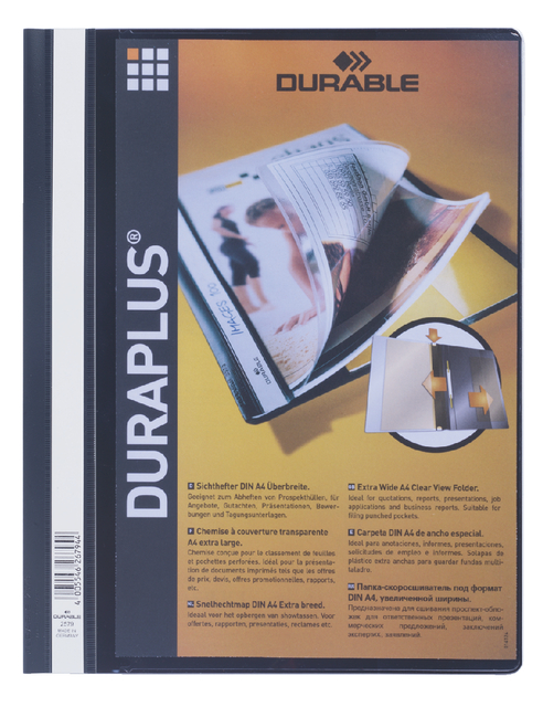 Snelhechtmap Durable Duraplus A4 zwart Snelhechtmap Durable Duraplus A4 zwart