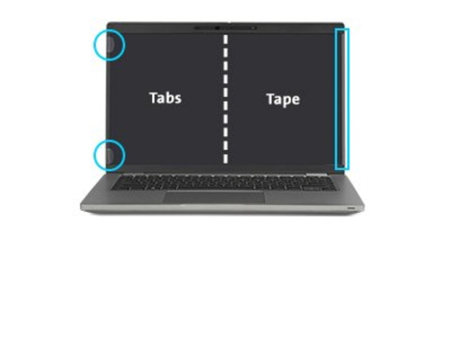 laptop, tabs, tape, scharnieren, randen