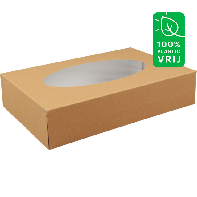 Cateringdoos met Venster Kraft 36x25x8cm doos 5x10st